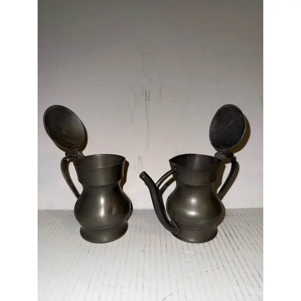 Vintage Metawa Holland Real Pewter Lidded Creamer and Pitcher Set